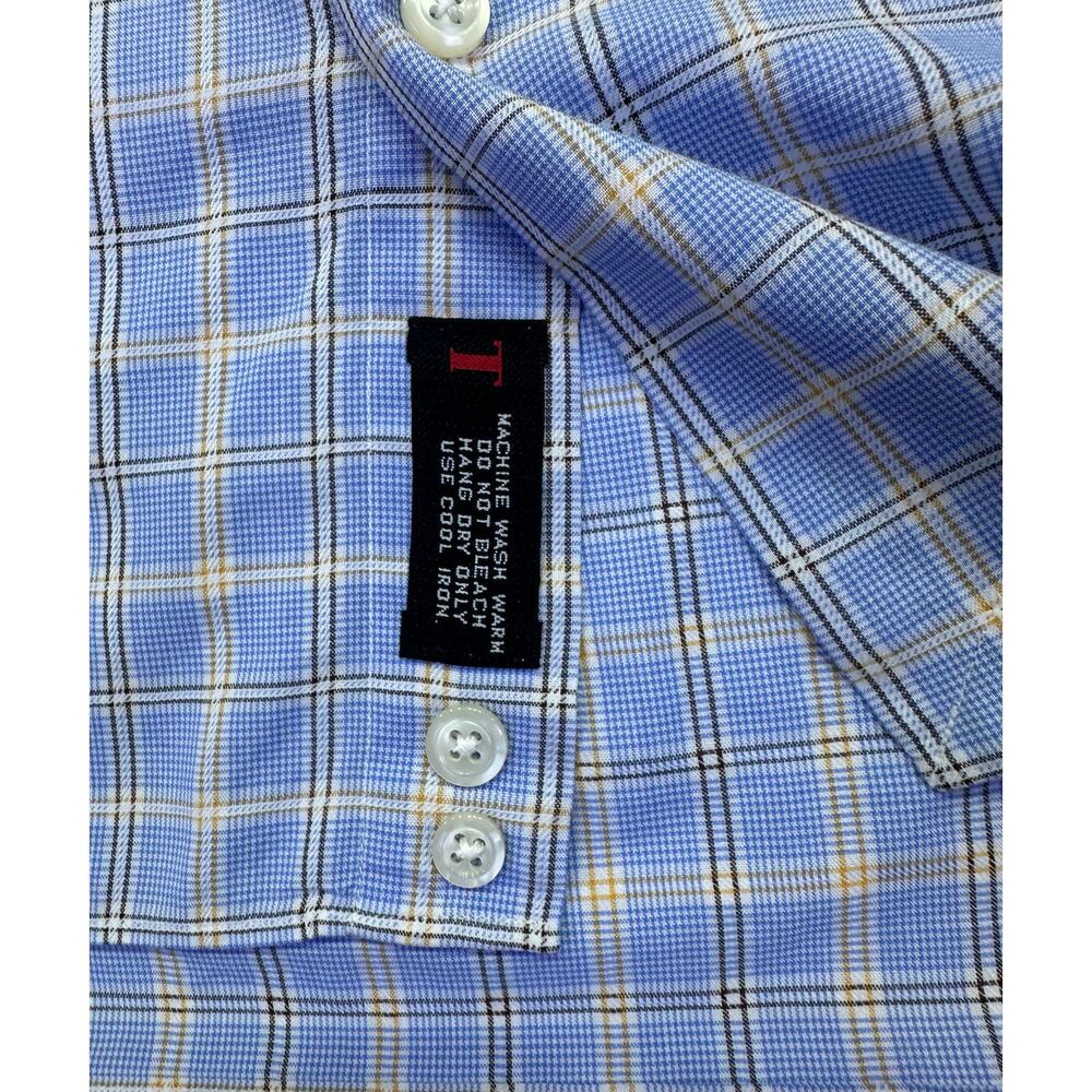 Robert Talbott Blue Plaid Dress Shirt French Cuffs Size XL (17/34) - Picture 6 of 11